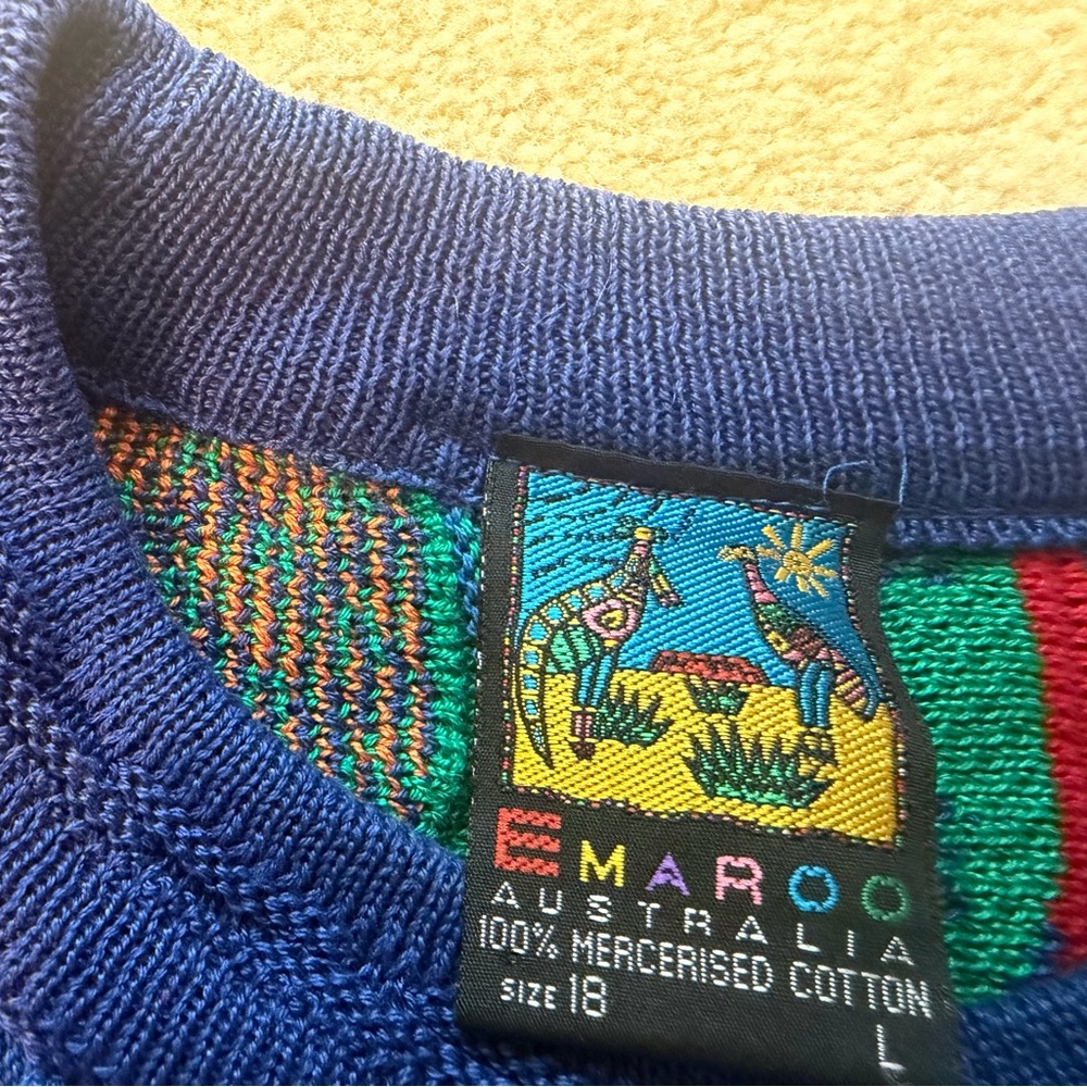 Emaroo Men’s Blue Mercerised Cotton Sweater - Size L